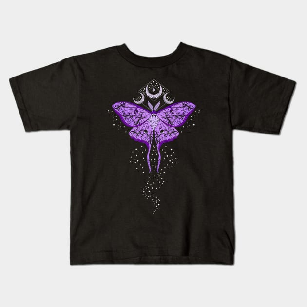 Celestial Luna Moth Kids T-Shirt by RavenWake